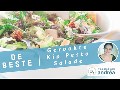 De lekkerste, GEZONDE en MAKKELIJK te maken gerookte kip SALADE met pesto