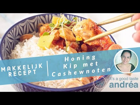 Honingkip met mango en cashewnoten, makkelijk recept