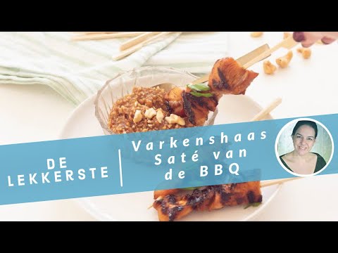 De LEKKERSTE varkenshaas saté van de BBQ met saté saus | een supermakkelijk recept