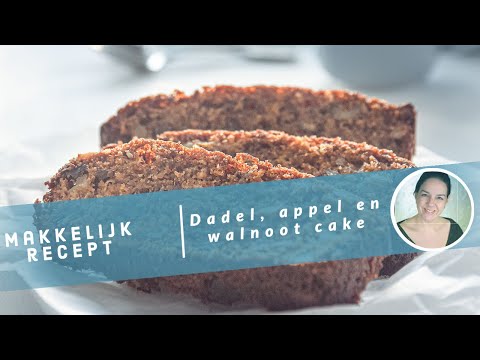 Dadel, appel en walnoot cake