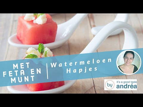 Hoe maak je Watermeloen hapjes met feta en munt?