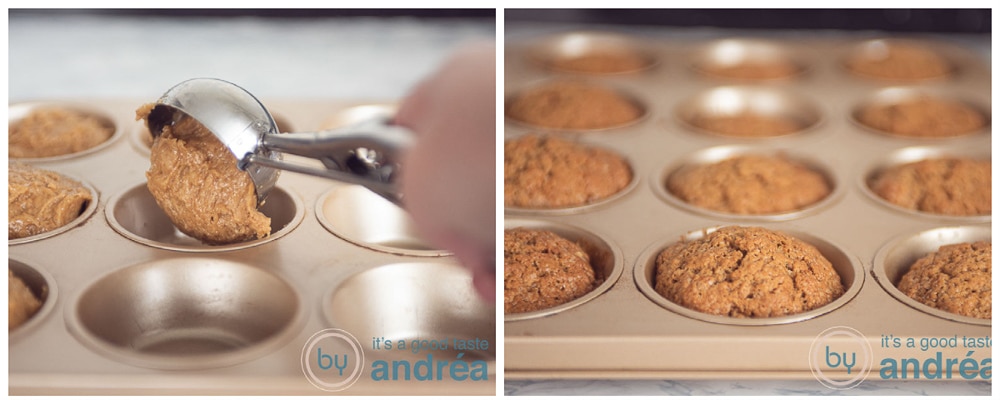 Vul de bakvorm en bak de muffins in de oven