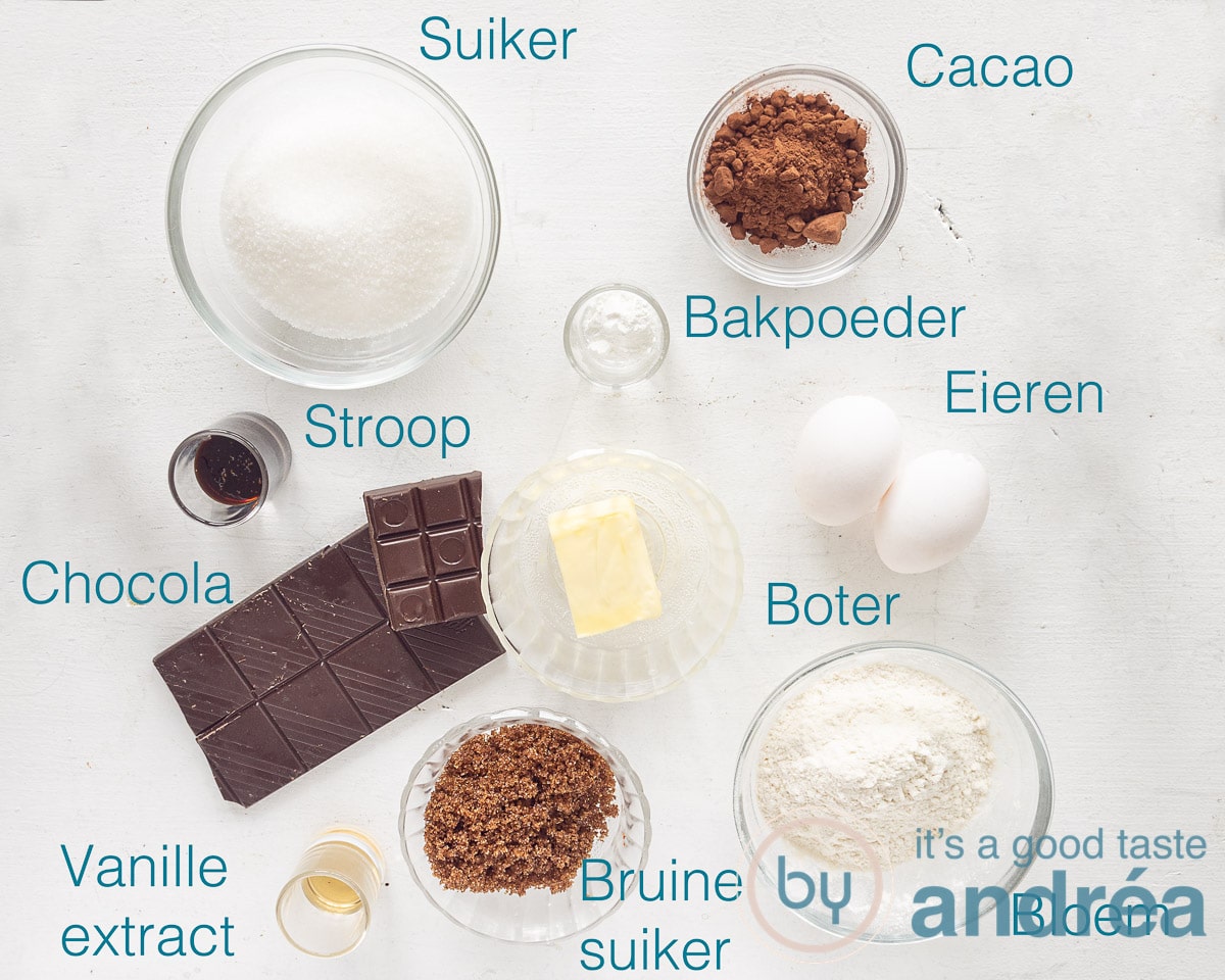 Ingrediënten smeuïge brownies