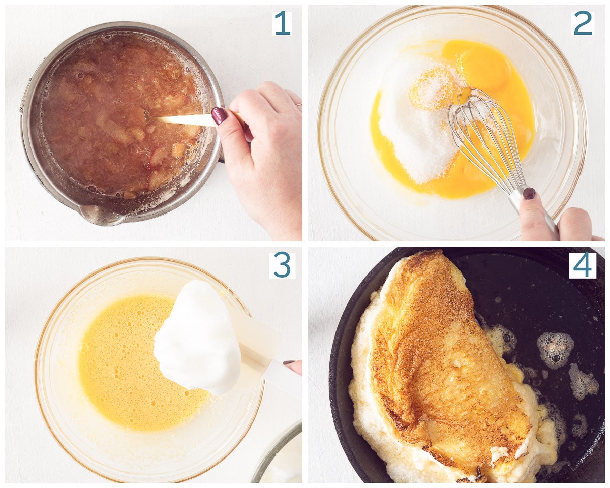 Bereiding in 4 stappen Zoete Omelet met Rabarber Compote