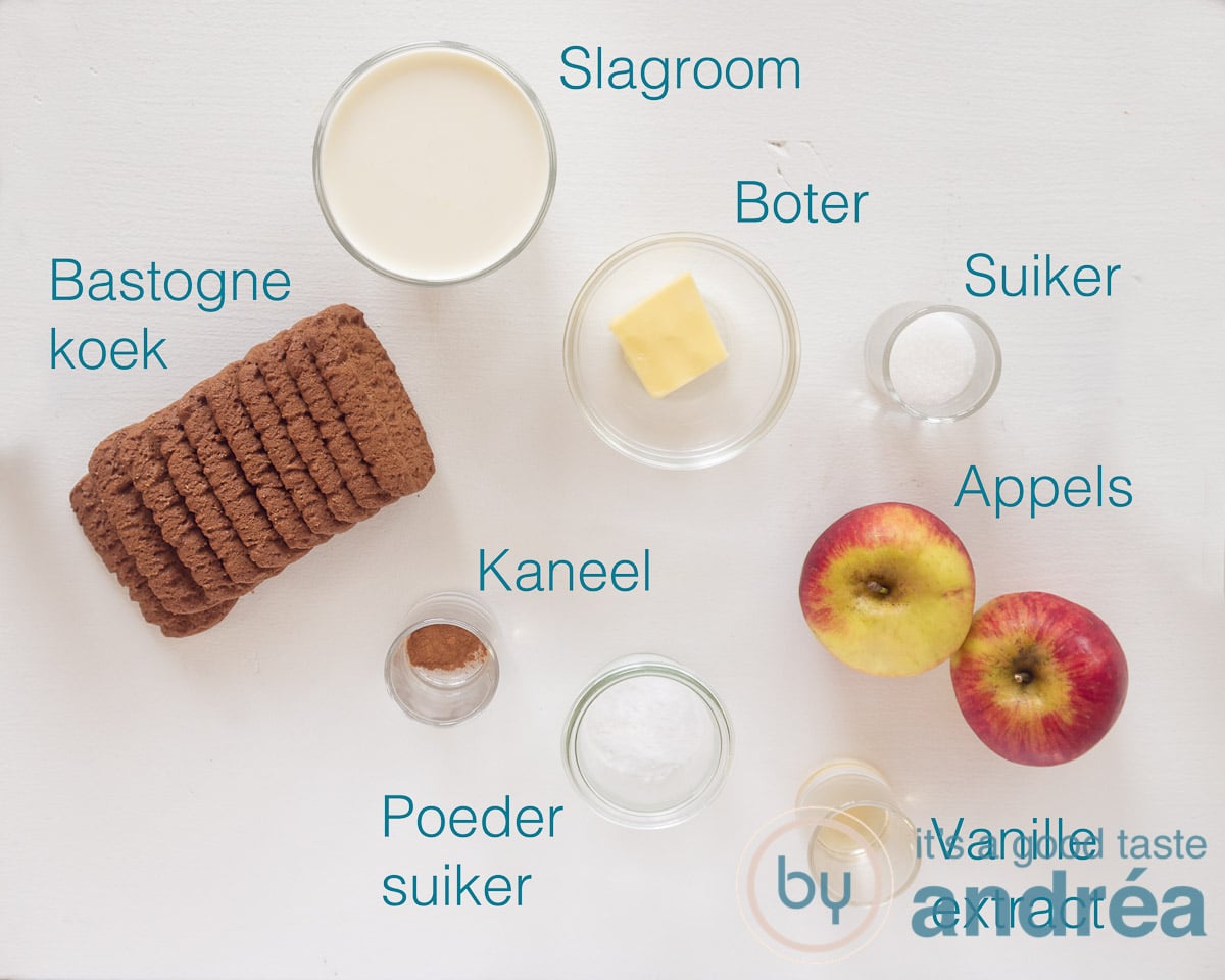 Ingrediënten appeltaart in een glaasje