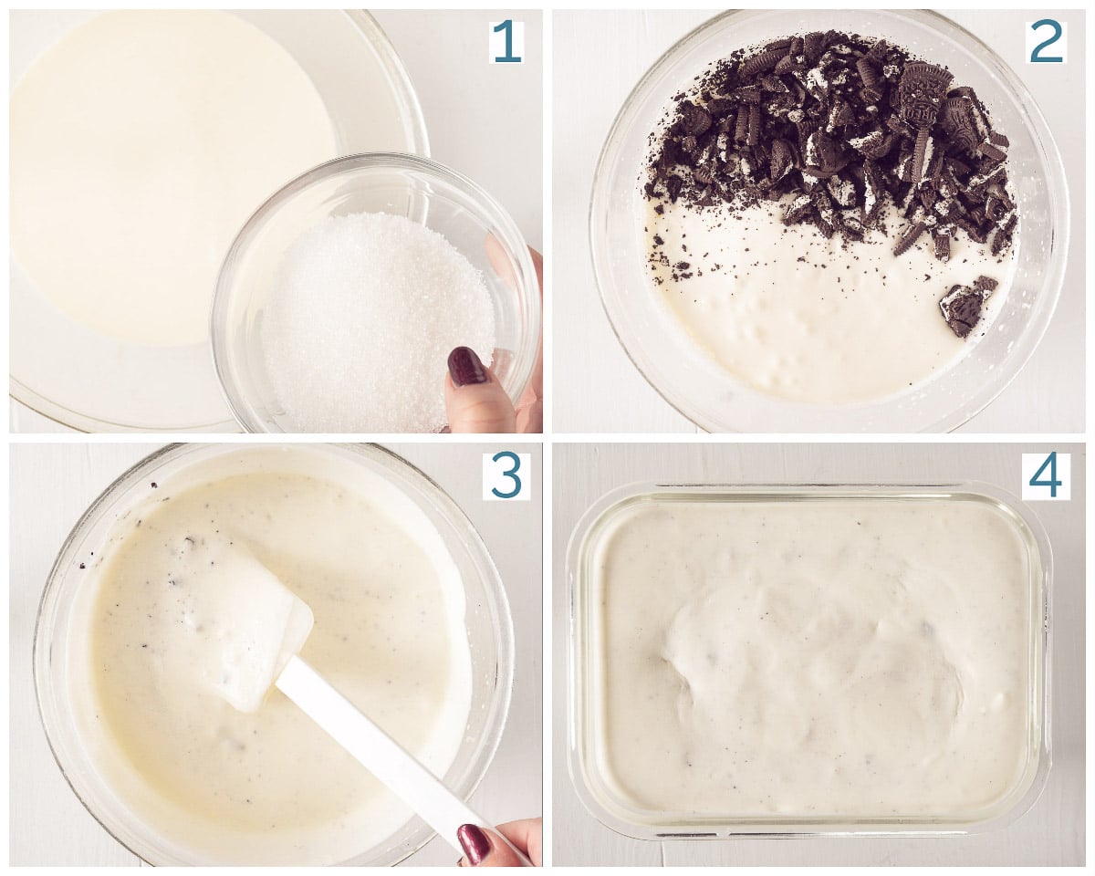 Bereiding in 4 stappen Oreo IJs Maken Zonder Ijsmachine