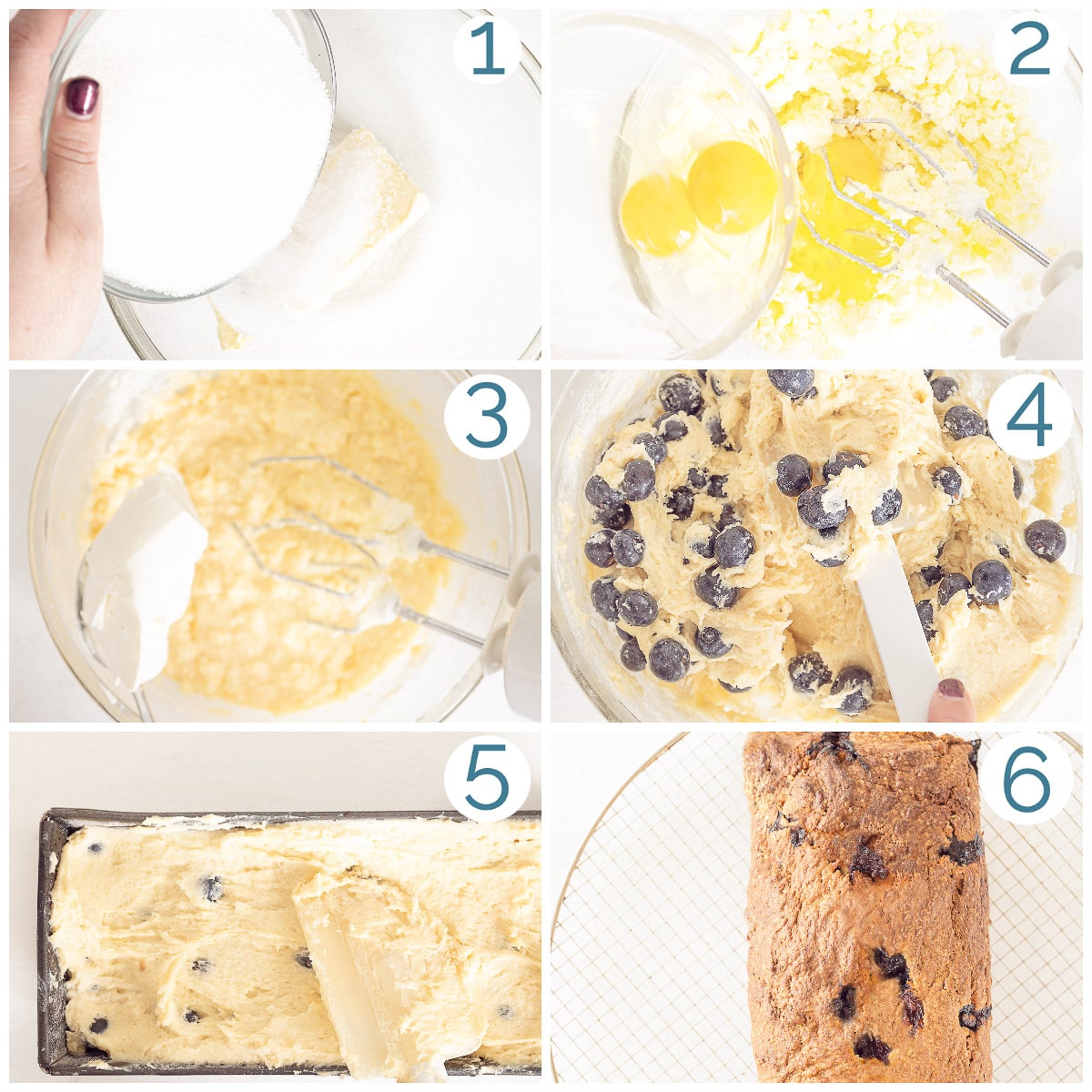 Preparation blueberry yogurt cake in 6 steps in photos