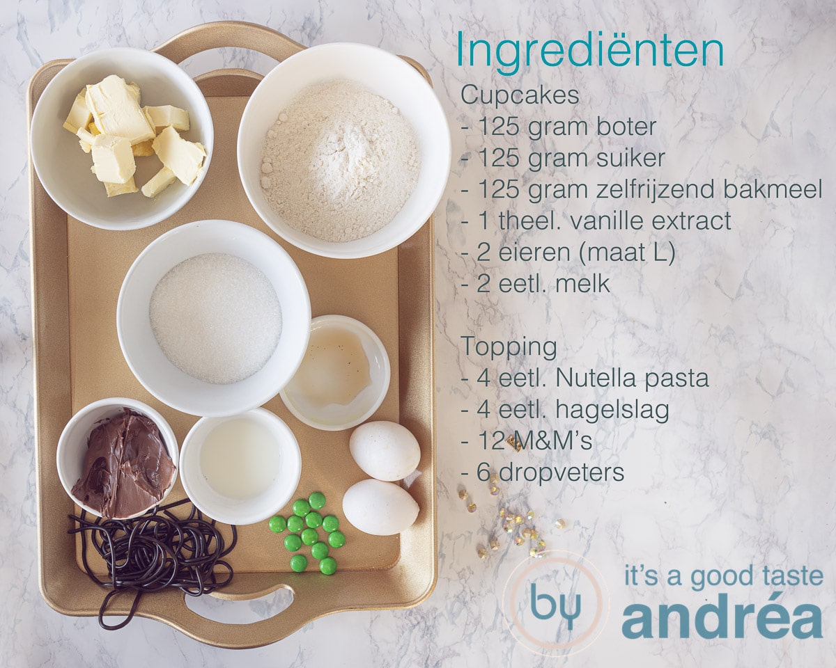 Ingredienten voor spinnen cupcakes