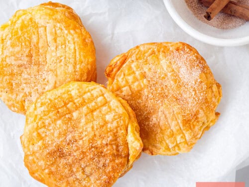 Puff pastry apple fritters from the air fryer, golden and crispy