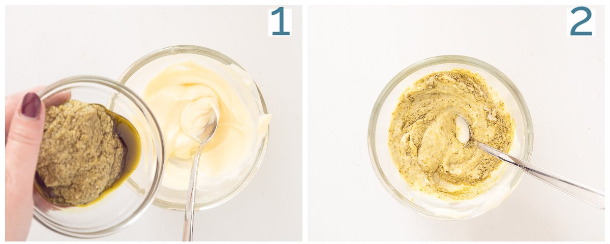 Bereiding 2 stappen pesto mayonaise