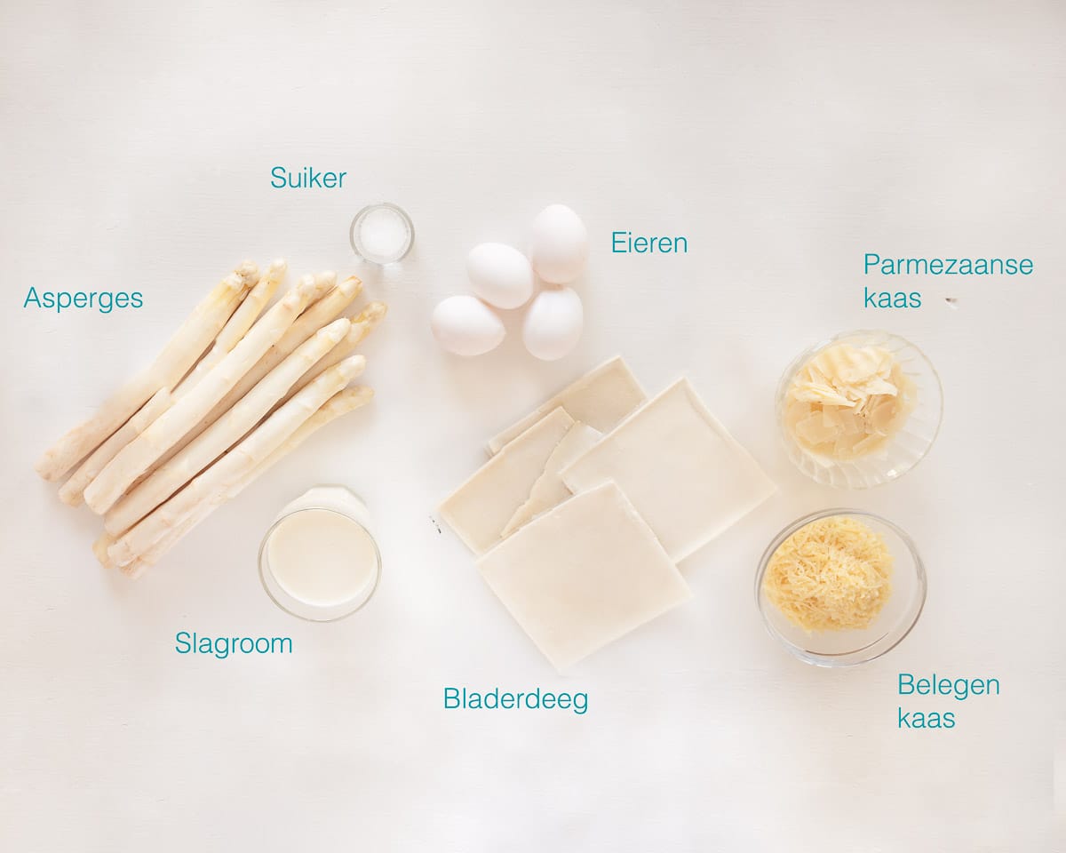 Ingrediënten Vegetarische Witte Asperge Quiche met Bladerdeeg