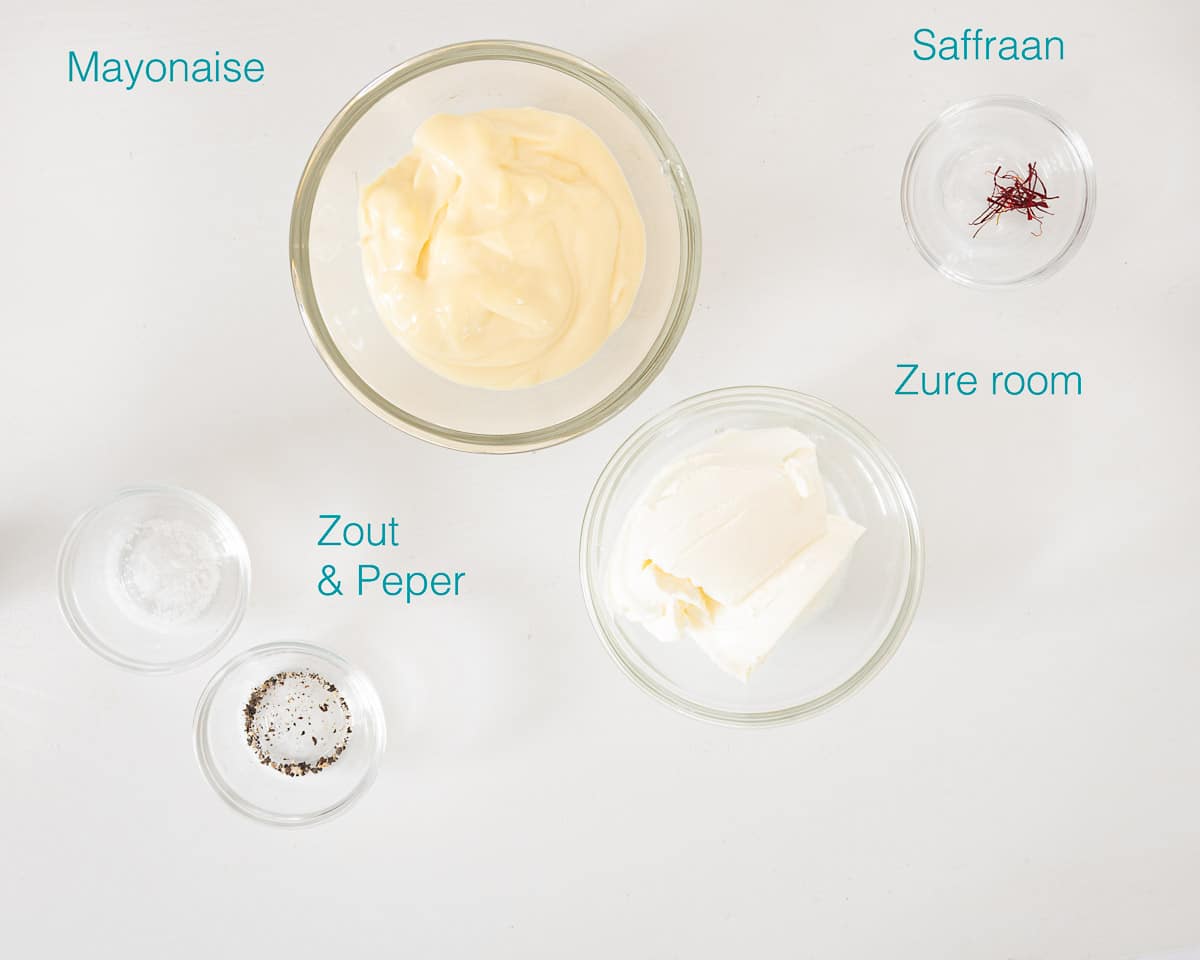 Ingrediënten zelf saffraanmayonaise maken