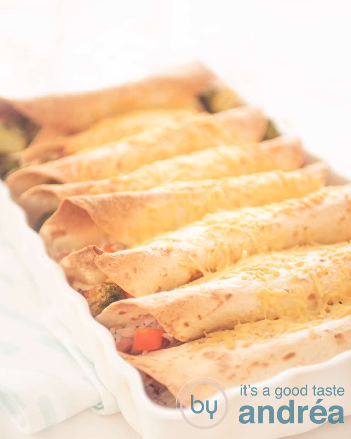 Wraps met Rijst met broccoli, wortel en ham