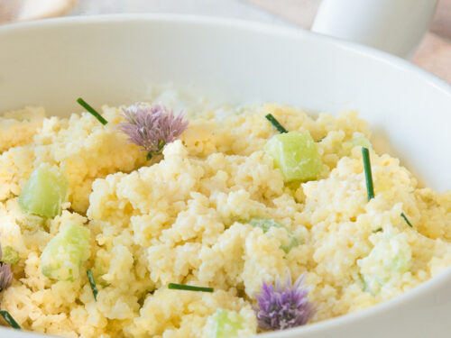 couscous salade met bieslook en komkommer