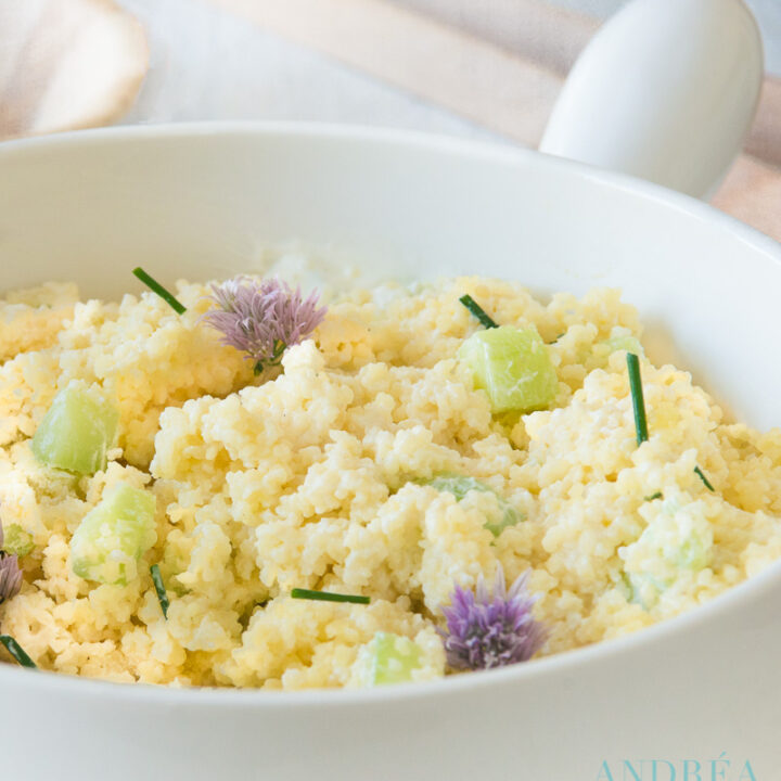 couscous salade met bieslook en komkommer