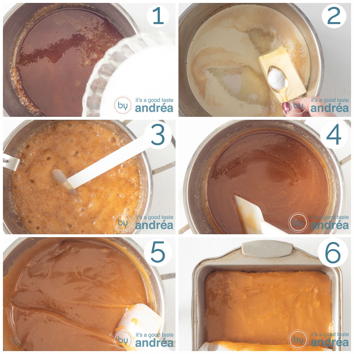in zes stappen de bereiding van karamel fudge