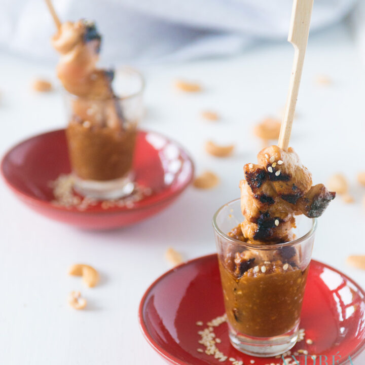 kip sate spiesjes met cashwenoten saus