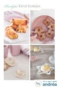 Een collage met vier foto's van kerstkoekjes. Bovenin een tekst: Heerlijke Kerstkoekjes.
