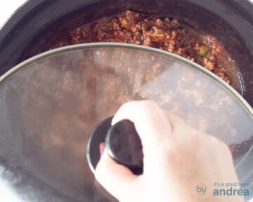 Sloppy Joe in de slowcooker, deksel gaat erop