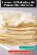 Lactosevrij Bladerdeeg Met Margarine. Een tekst bovenin: lactosevrij bladerdeeg met plantaardige margarine