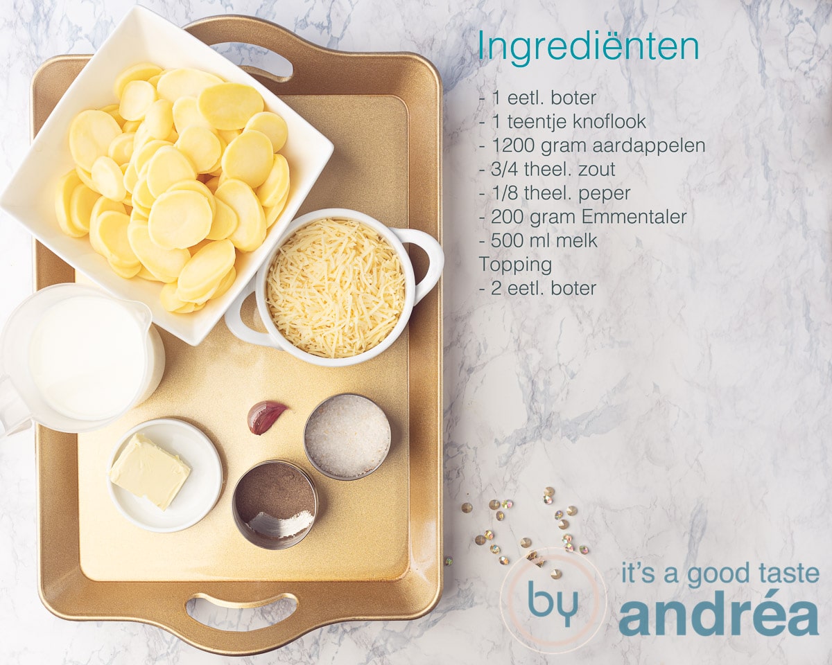 Ingredienten aardappel gratin met emmentaler