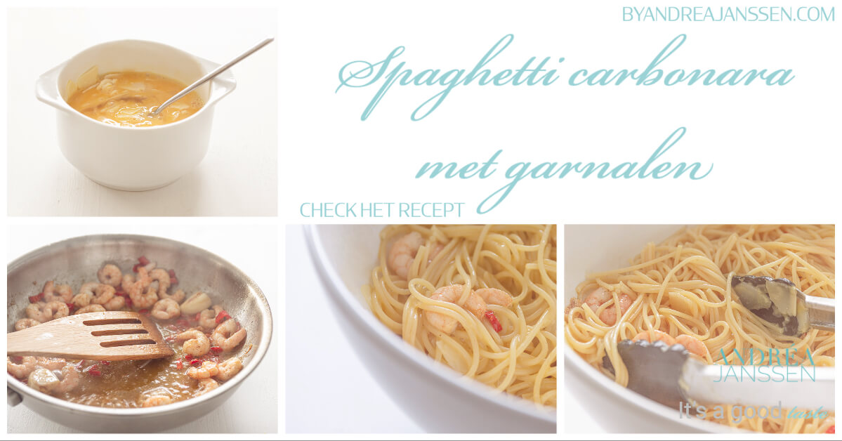 spaghetti carbonara met garnalen