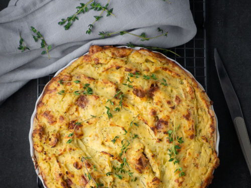 Quiche met bloemkool, broccoli en cervelaat