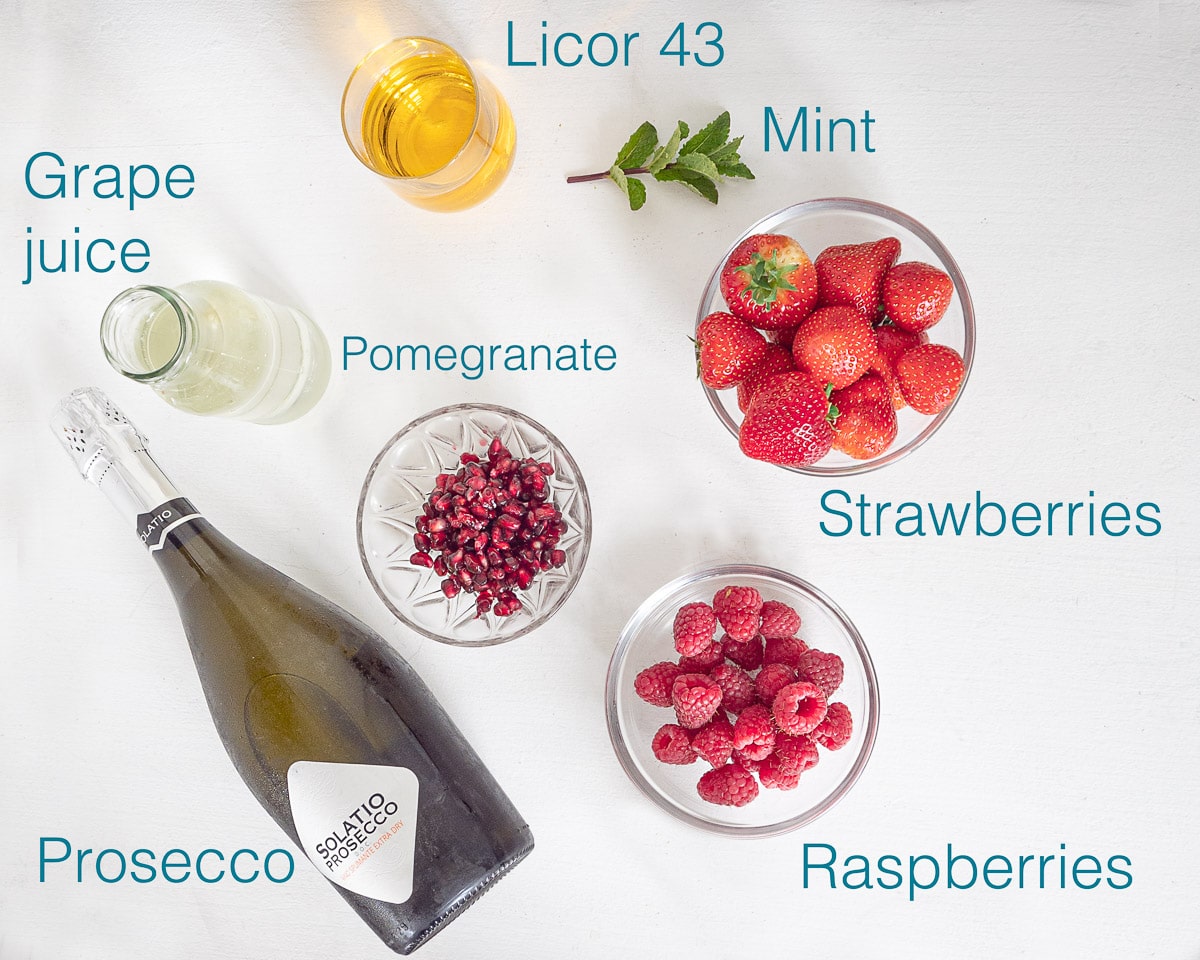 Ingredients sangria with licor 43