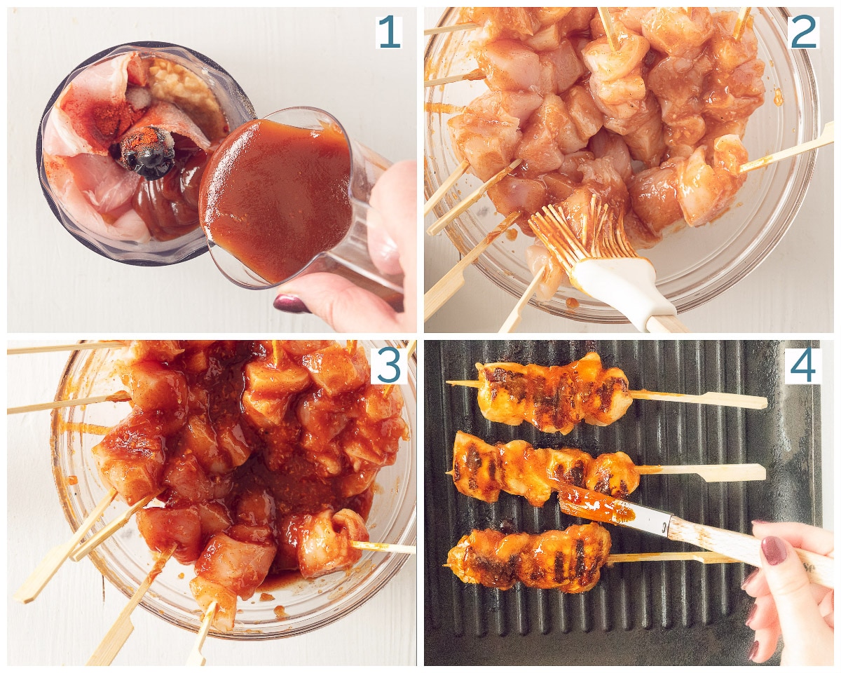 bereiding 4 foto's Zelf kipspiesjes maken voor de BBQ met Bacon