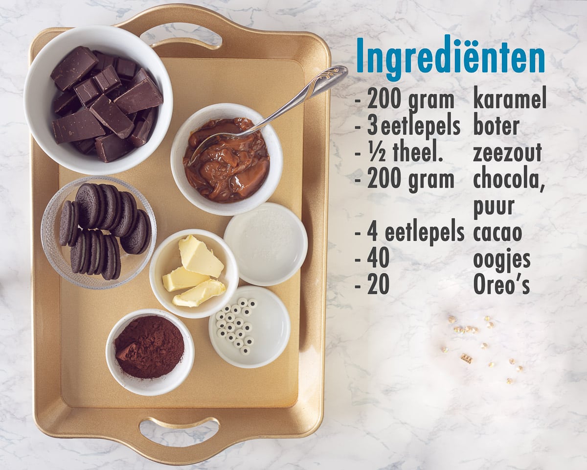 Ingrediënten gezouten karamel chocolade truffels