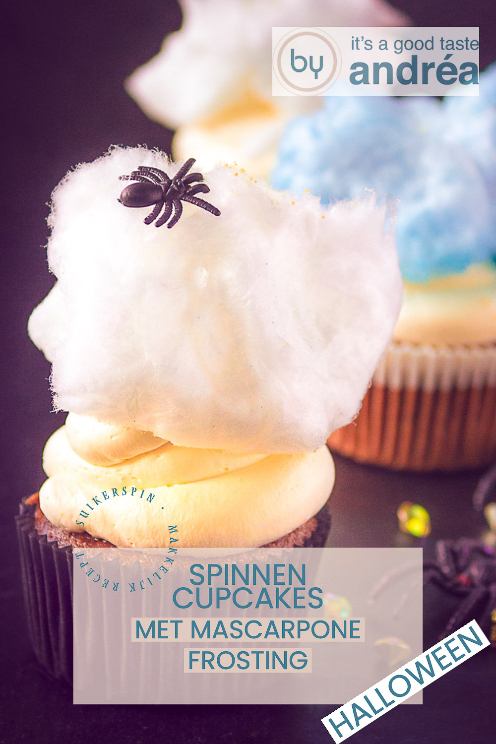 Spinnen Cupcakes met Mascarpone Frosting - By Andrea Janssen