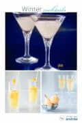Drie collagefoto's met afbeeldingen van cocktails. Een tekstoverlay: wintercocktails