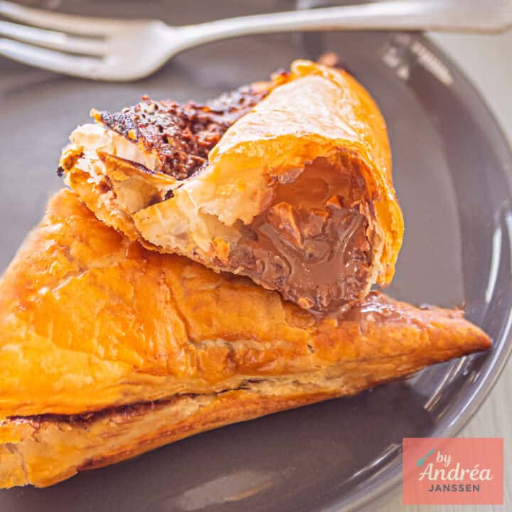 Easy Chocolate Caramel Puff Pastry Turnovers