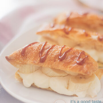 banaan tompouce met karamel saus