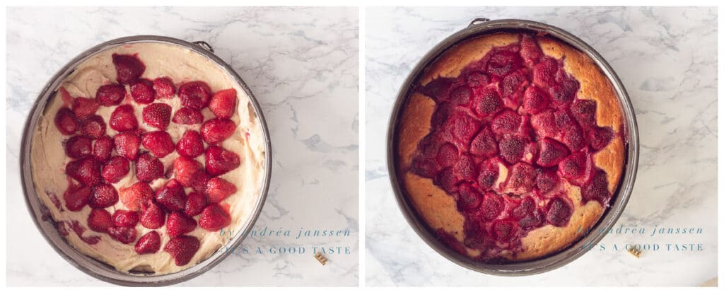 Zet de cake in de oven en bak tot hij gaar is