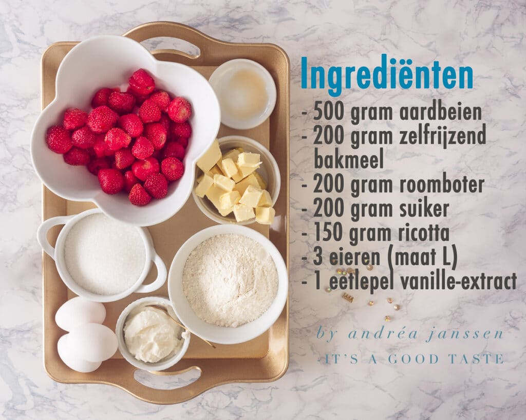 Ingrediënten Aardbeien cake met ricotta