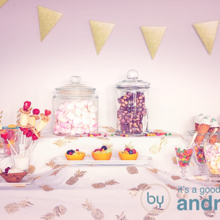 een sweet party tafel voor een kinderfeestje