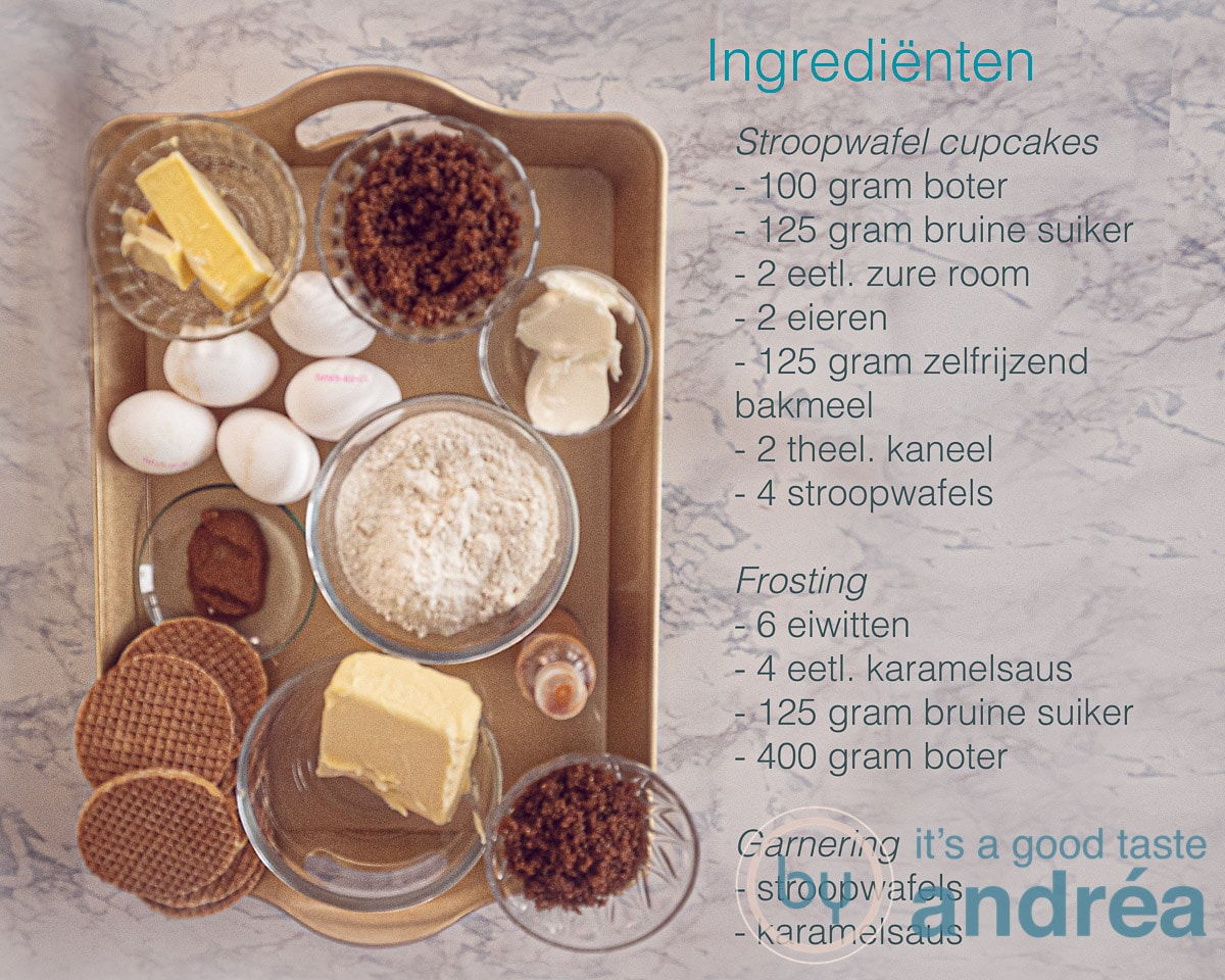 Ingrediënten voor stroopwafel cupcakes