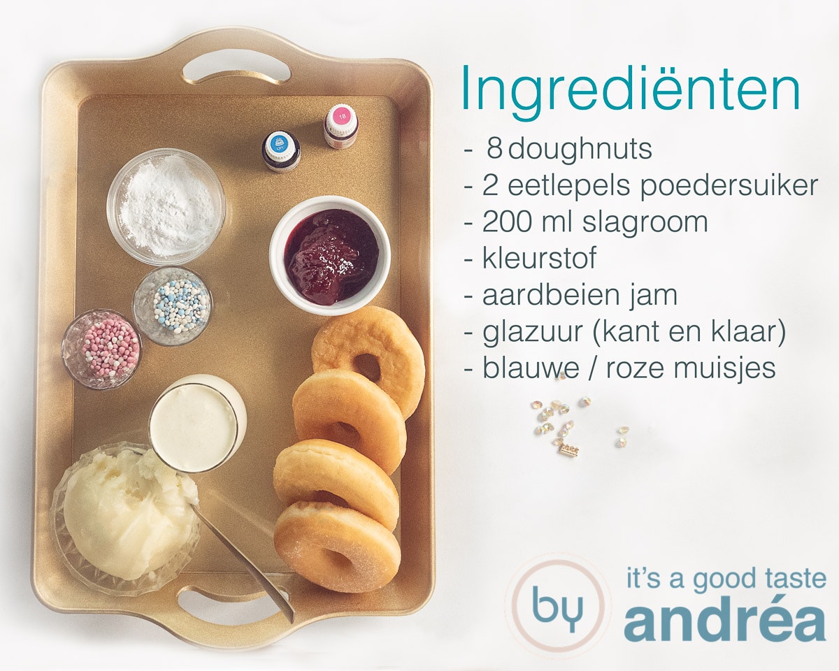 Ingrediënten kraamhapje van gevulde donuts