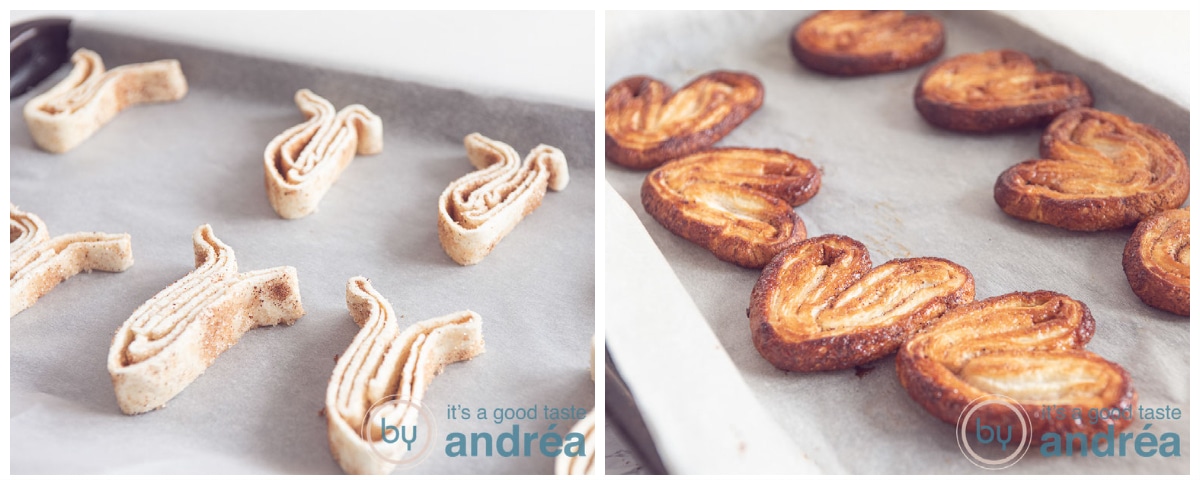 Ongebakken en afgebakken Palmiers