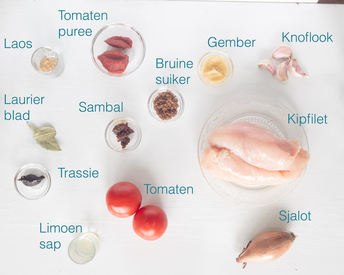 Ingrediënten Ajam Pedis uit de slowcooker