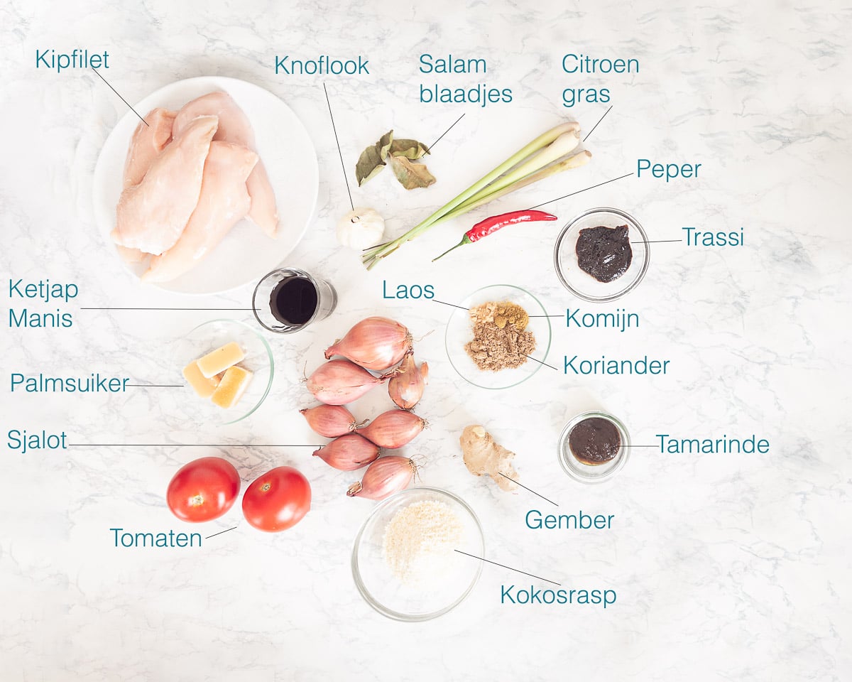 Ingrediënten Kip Boemboe Bali (Ajam Boemboe Bali)