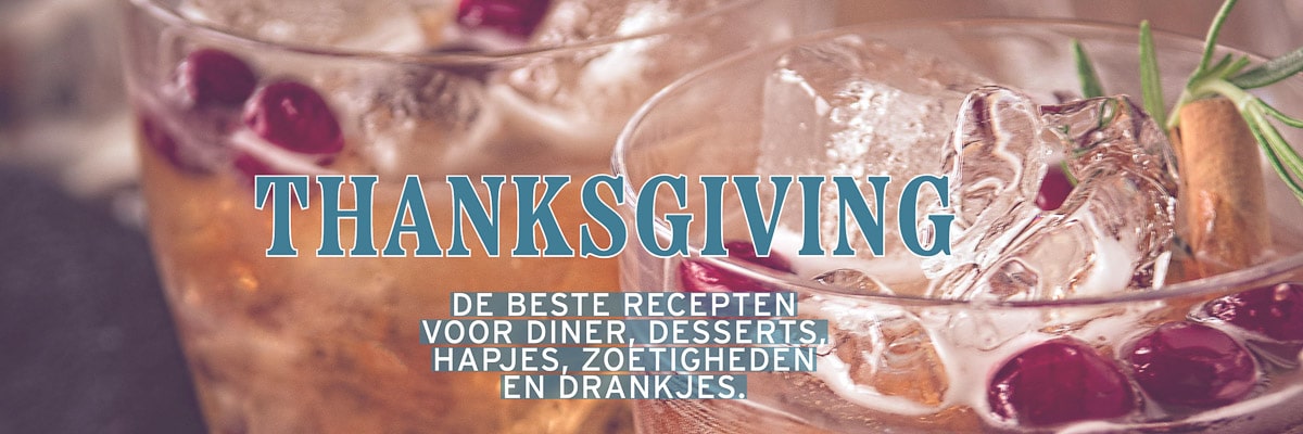 Banner voor Thanksgiving een uitvergroting van een cocktail met een tekstbeschrijving