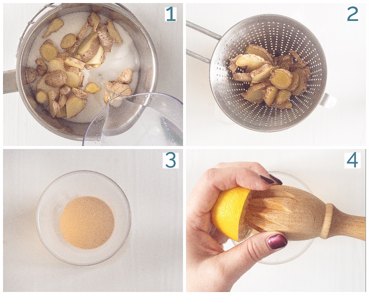 4 stappen bereiding Citroen-Gember Limonade
