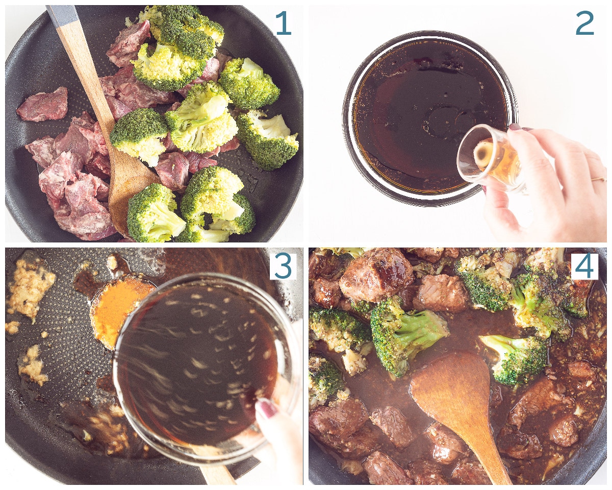 Bereiding 4 stappen Beef Teriyaki met Rijst en Broccoli