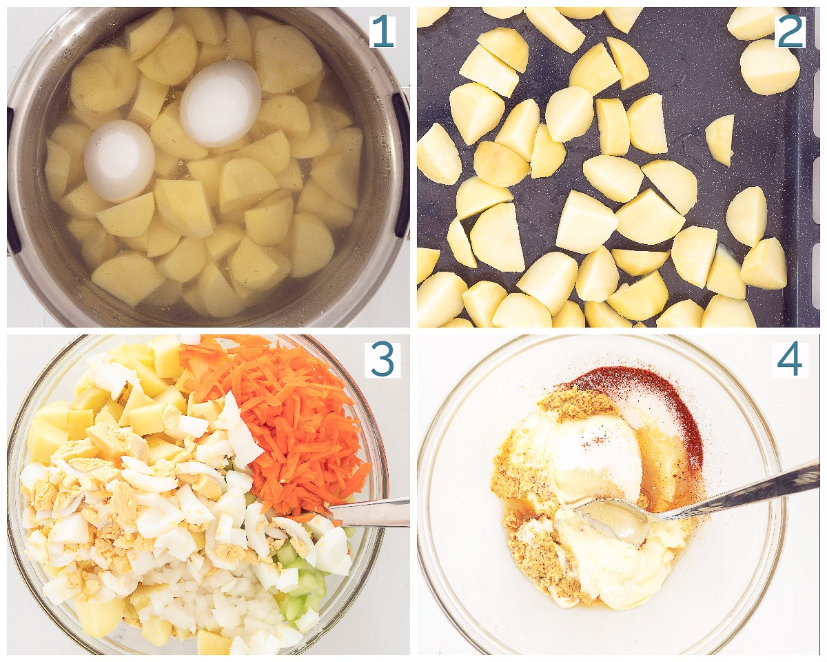 4 foto's collage Aardappelsalade met Mayonaise