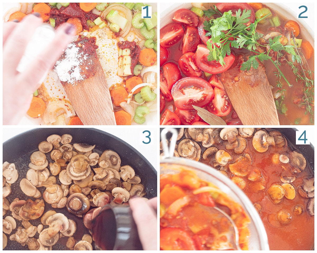 4 collage foto bereiding Madeira saus