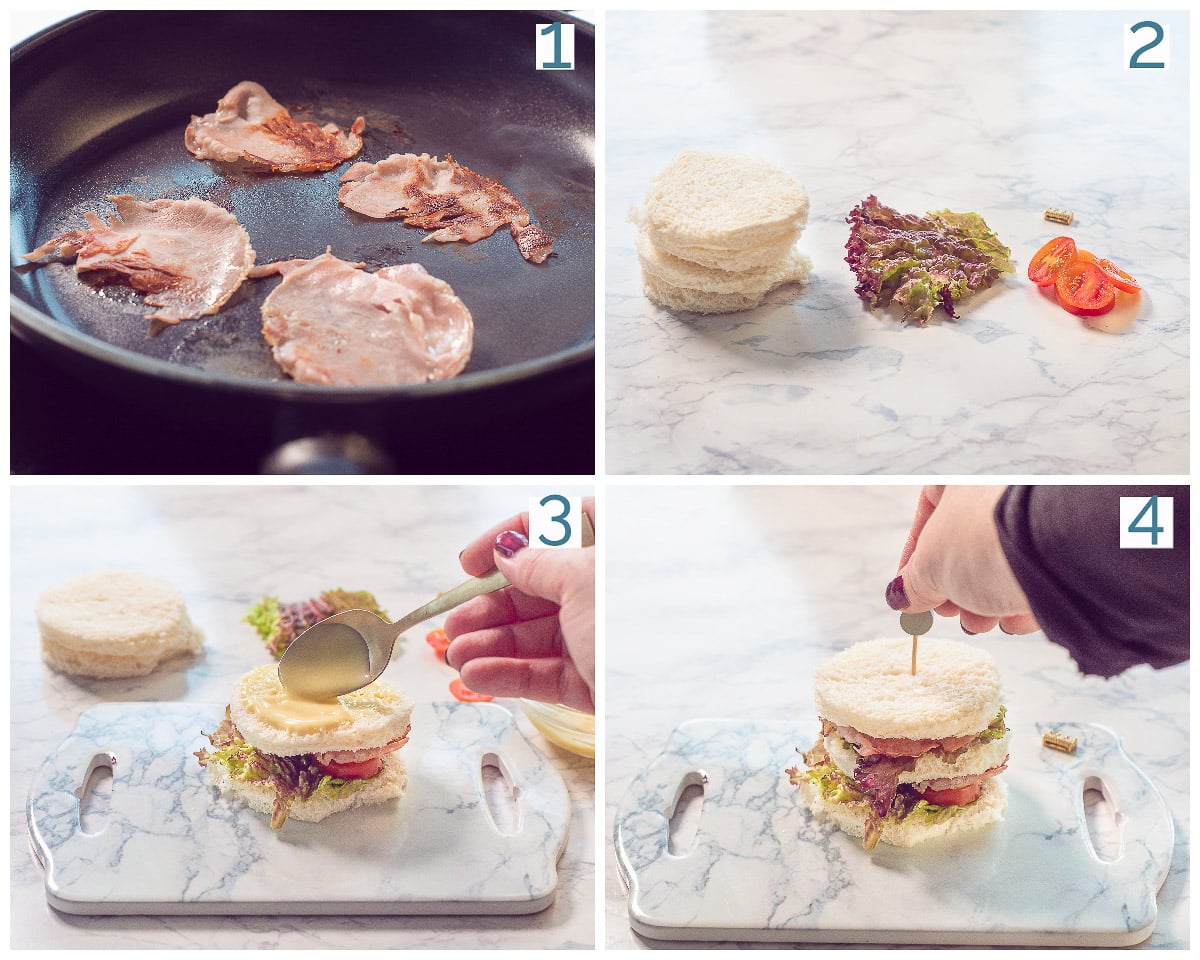 4 collage foto bereiding BLT Mini Sandwich