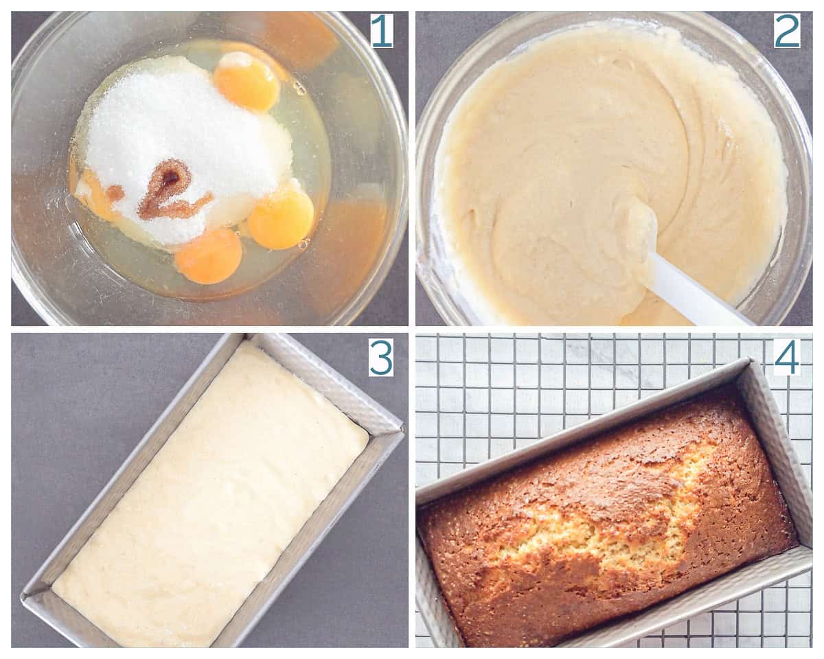 4 collage foto bereiding Makkelijke Appelmoescake zonder Boter