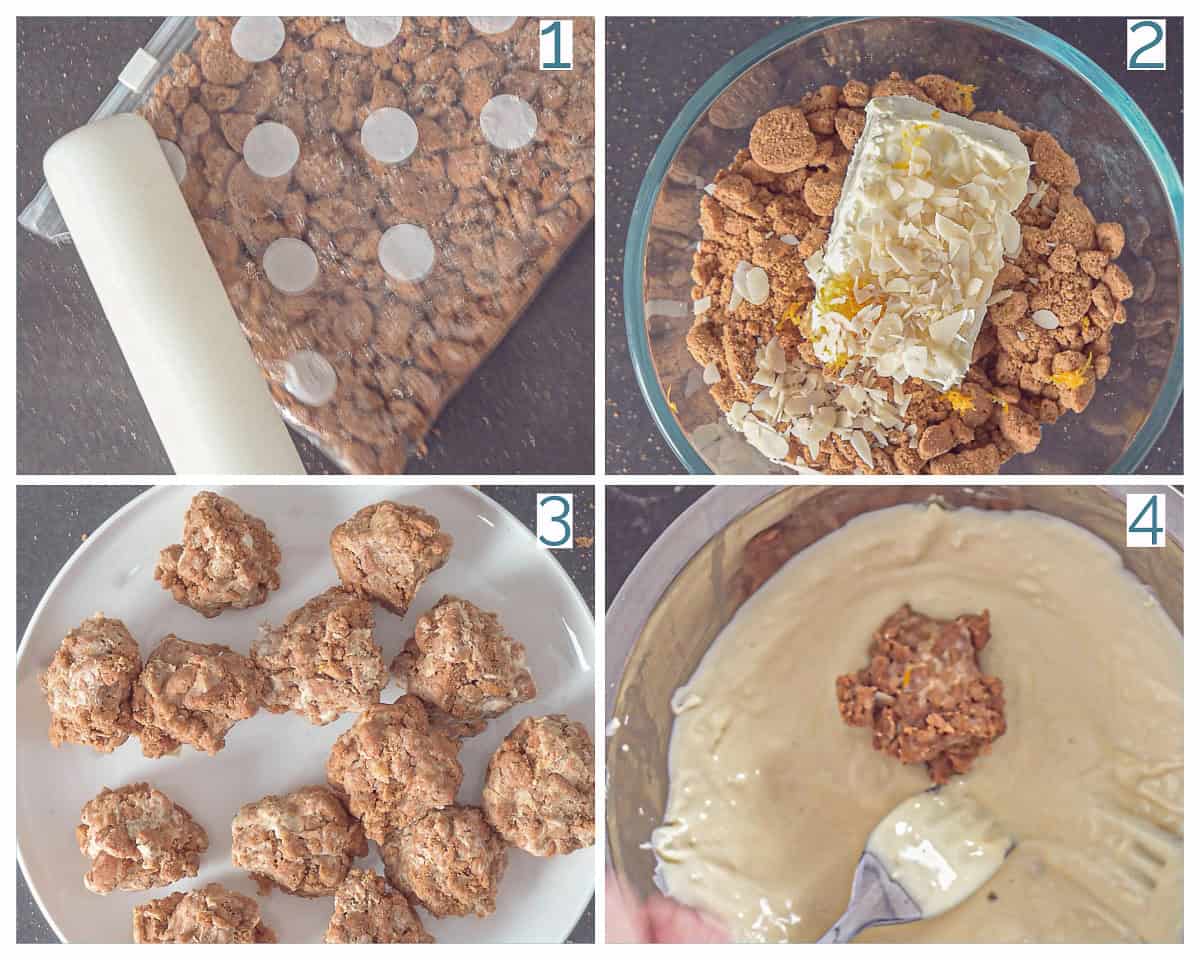 4 collage photo Pepernoten Truffles with White Chocolate